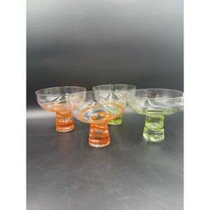 Set of 4 Stemless Green Swirline Margarita Glasses By Pier1 Imports Green Orange